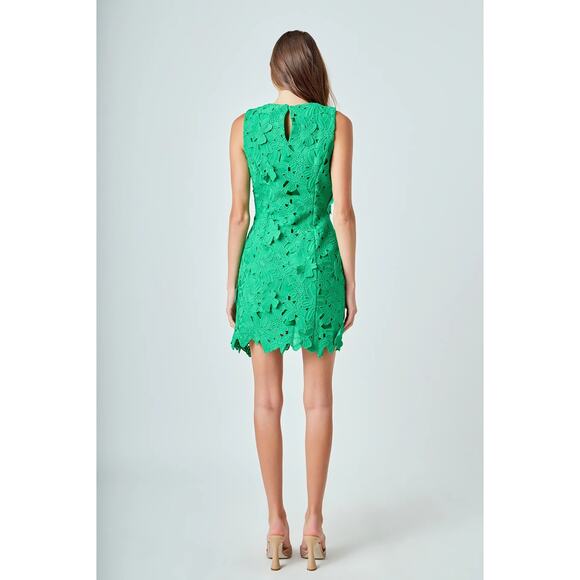 Endless Rose Floral Embroidered Mini Sheath Dress Garden Statement Green Small - Picture 3 of 10